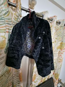 Black Faux Fur Cropped Jacket