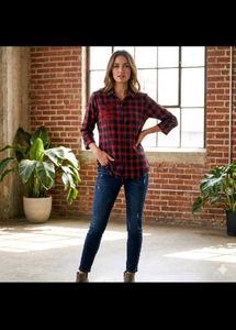Chic Red Plaid Button-Up Shirt