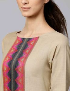 Elegant Beige Embroidered Kurta
