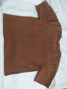 Brown Textured T-Shirt