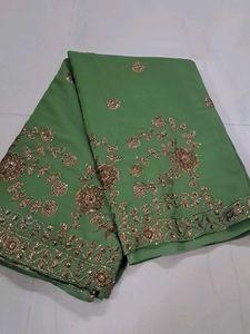 Green Embroidered Silk Saree