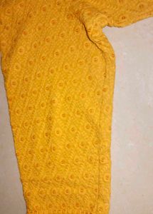 ✨ Mustard Yellow Chikankari work Cotton Kurti.