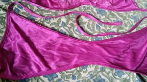 Satin Lace Lingerie Set - Vibrant Pink