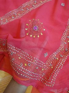Beautiful rose pink Embroidered Saree🩷
