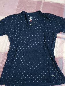 Navy Blue Printed T-Shirt oversized denim mimic