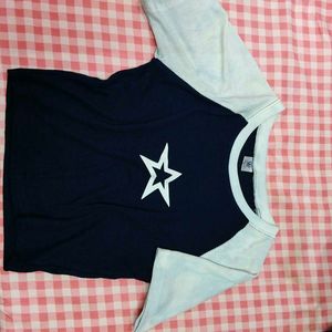 Cute Star Print Raglan Tee