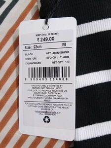 M size Striped Bandeau Crop Top
