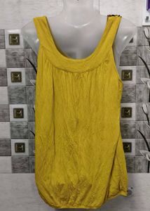 Yellow Embellished Sleeveless Top