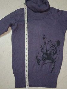Tiger Print Turtleneck Sweater