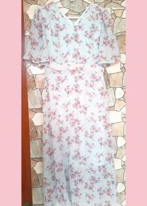 Powder Blue Floral Dress(Weekend sale)
