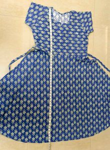 Blue Printed Ethnic Gown 📍Free Delivery