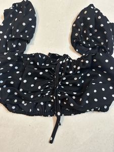 Chic Polka Dot Ruched Crop Top