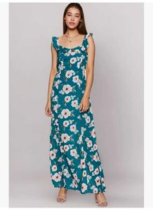 🩵💙OG Harpa Floral Ruffle Teal Maxi Dress🩵💙