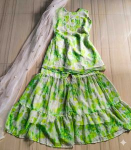 Flowy Green Floral Sharara set