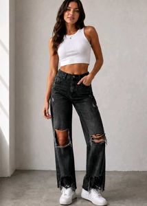 Zara Distressed Black Denim Jeans