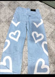 Cute Heart Pattern Denim Jeans