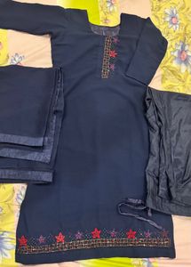 Elegant Navy Kurta Set with Embellishments