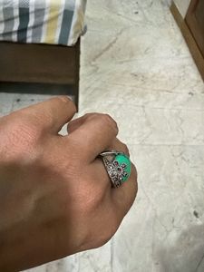 Vintage-Style Silver-Tone Faux Turquoise Ring
