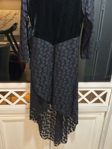 Trendy Black Velvet &amp; Lacy Dress, Bust- 34/32