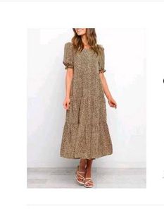 URBANIC Leopard Print Ruffle Dress