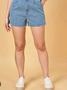 Girls Light Blue Drawstring Shorts , Elastic Waist