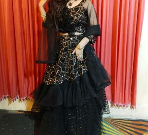 Stylish Black Embellished Lehenga Choli