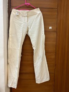 White Flared Leg Pants For Women(silk)