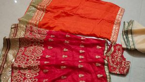 Orange &amp; Red Lehenga Choli Set