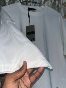 White "Nice" Textured Tunic Top