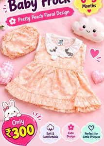 Adorable Peach Floral Baby Dress with Bloomers