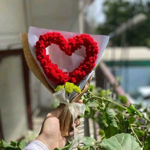 Crocheted Heart Flower Bouquet
