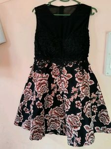 Black Floral Fit & Flare Dress