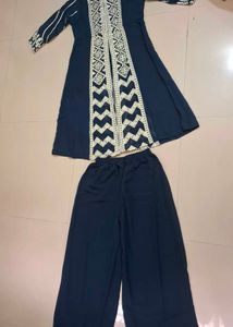 Stylish Navy Kurta Palazzo Set