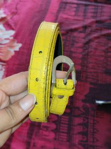 Yellow Croc Textured Belt