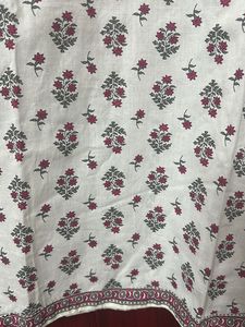 White Floral Print short Kurta