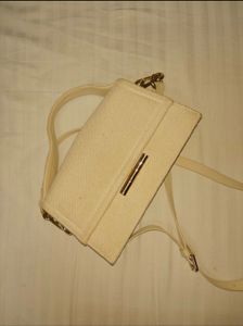 Cream Textured Crossbody Bag