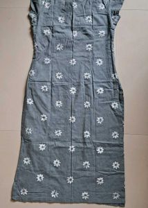Grey Kurta with White Floral Print