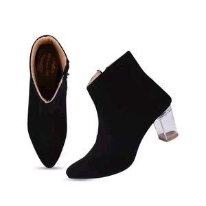 Velvet Transparent heel boots