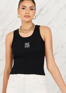 Black Ribbed Tank Top "EAST 98"
