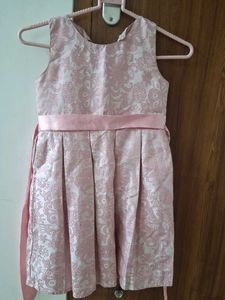Elegant Pink Brocade Party Dress