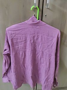 Crinkled Lavender Button-Up Shirt