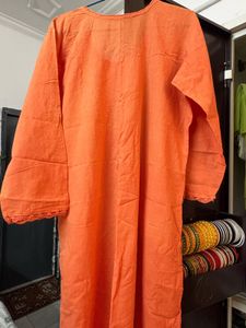 Orange Embroidered Kurta