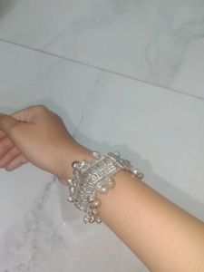 Exquisite Silver Oxidized Bangle with Bells