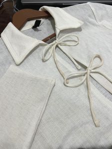 White Collared Tie-Up Top