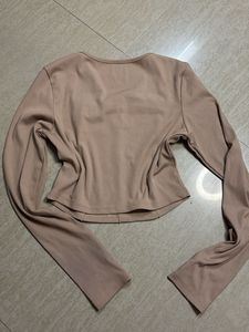 Cute Square Neck Long Sleeve Crop Top