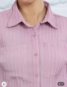 Shein Pleated Pink Button-Up Shirt