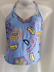 Gap Blue Floral Halter Bikini Top