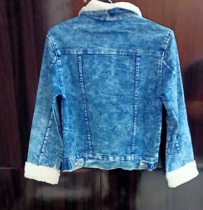 Denim Jacket with Faux Fur Collar
