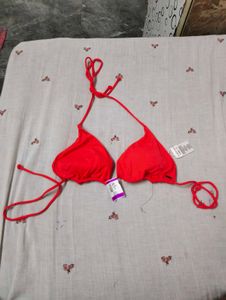 Vibrant Red Triangle Bikini Top
