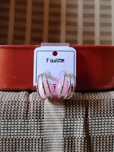 Fashion Hoop Earrings - Pink Stones💗